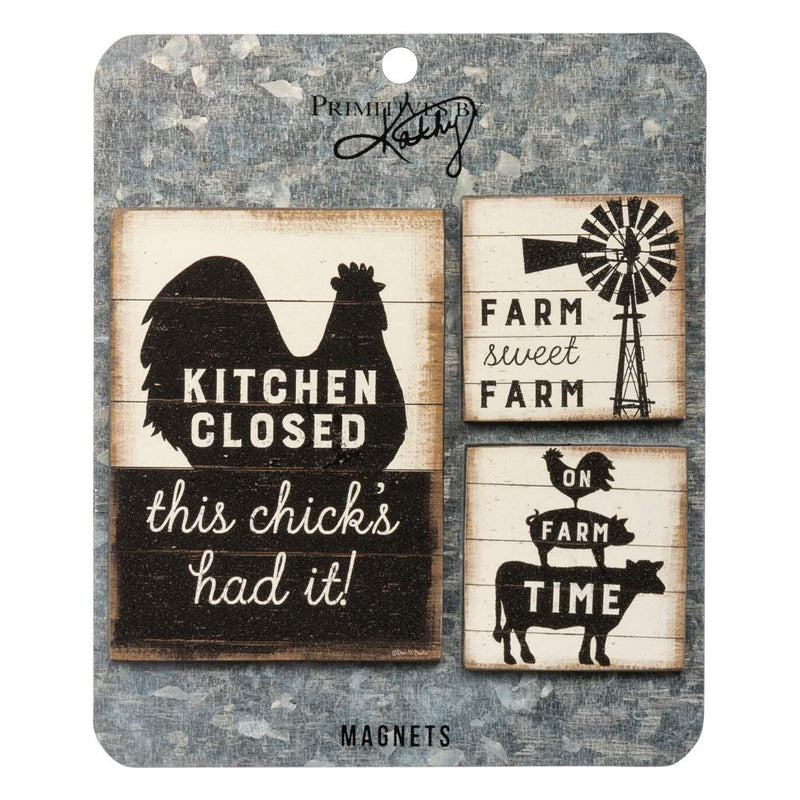 Primitives by Kathy Memo Holder Set-Farm, 3" x 4", 2" x 2", Card: 5.50" x 6.50", Natural/Black