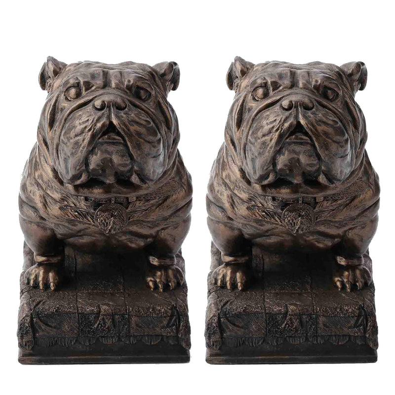 Veronese Design 5 7/8 Inch British Bulldog Bookends Resin Sculpture Bookends Hand Painted Bronze Finish Desktop Organizer