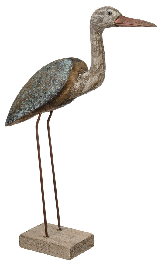PBK Wooden Sand Crane Home Décor Figurine 15.25 Inch