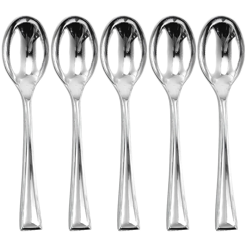 Amscan Mini disposable-spoons, 1/2" x 4", Silver