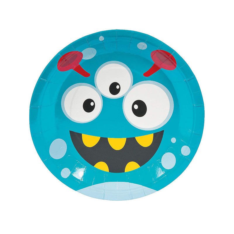 Fun Express - Mini Monster Dinner Plate (8pc) for Birthday - Party Supplies - Print Tableware - Print Plates & Bowls - Birthday - 8 Pieces