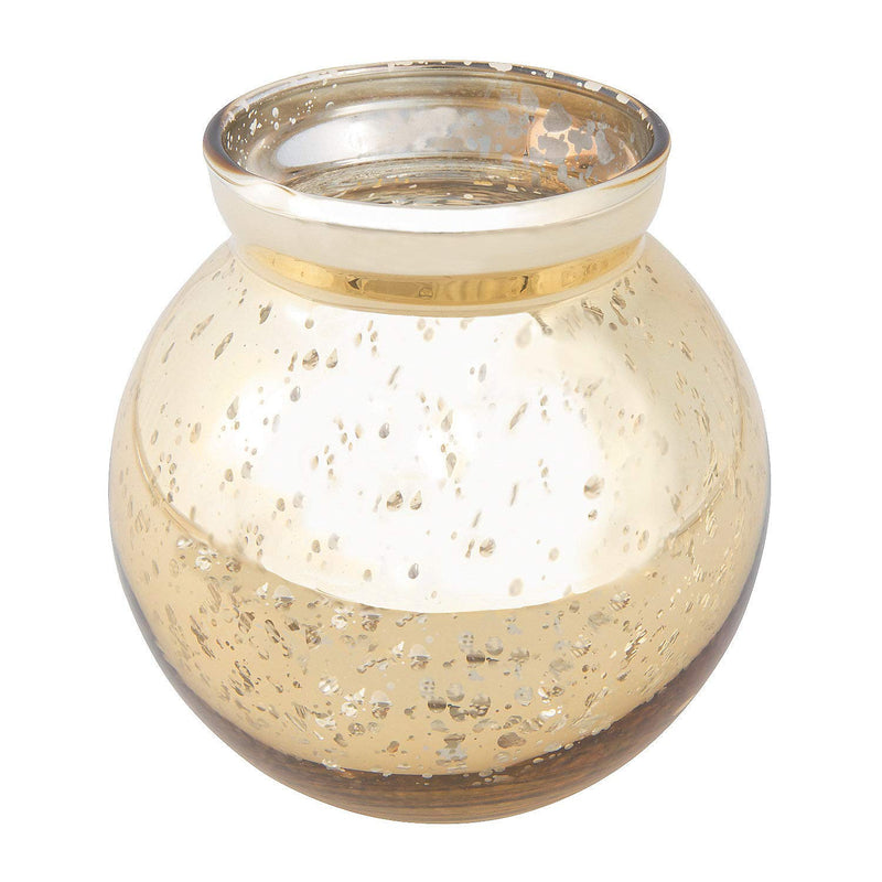Gold Round Mercury Glass Bud Vases (set of 6) for Wedding or Home Decor