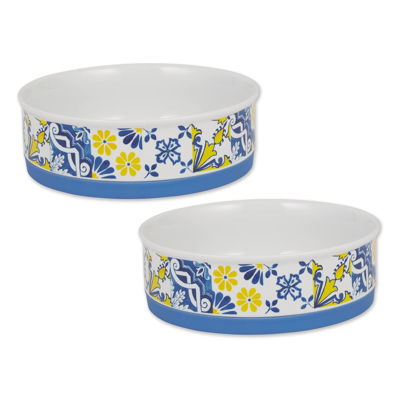 Bone Dry Ceramic Pet Collection Portuguese, Large Set, 7.5x2.4, Azulejos Tile, 2 Piece
