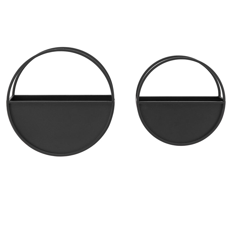 Danya B Round 2-Piece Iron Wall Planter Set Black - for Succulent, Mini Cactus, Air, & Faux Plants