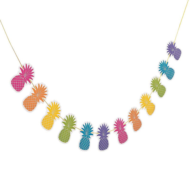 Fun Express - Bright Pineapple Garland for Party - Party Decor - Hanging Decor - Garland - Party - 1 Piece