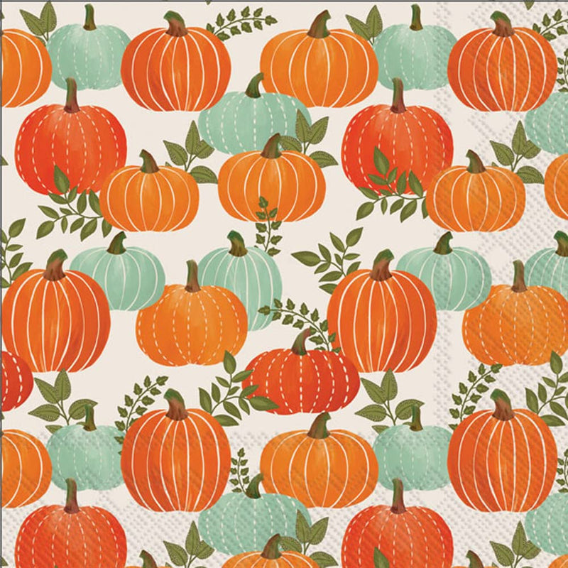 IHR Ideal Home Range Party Napkins Disposable 3-Ply Paper Lunch Napkins, 6.5" x 6.5", U Pick Pumpkins, 20 Count