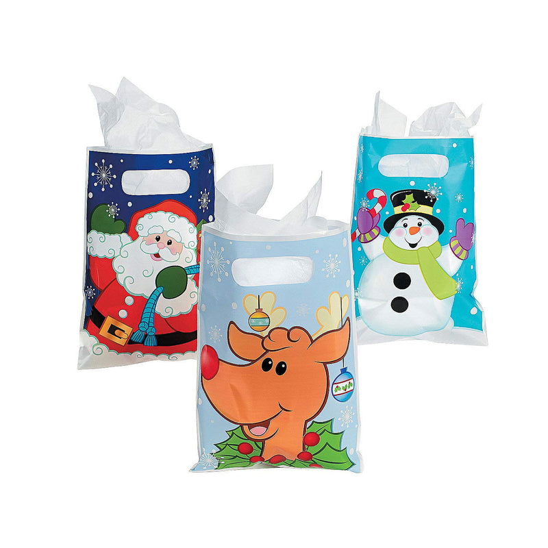 Fun Express - Asstd Christmas Party Favor Bags for Christmas - Party Supplies - Bags - Plastic Bags - Christmas - 36 Pieces