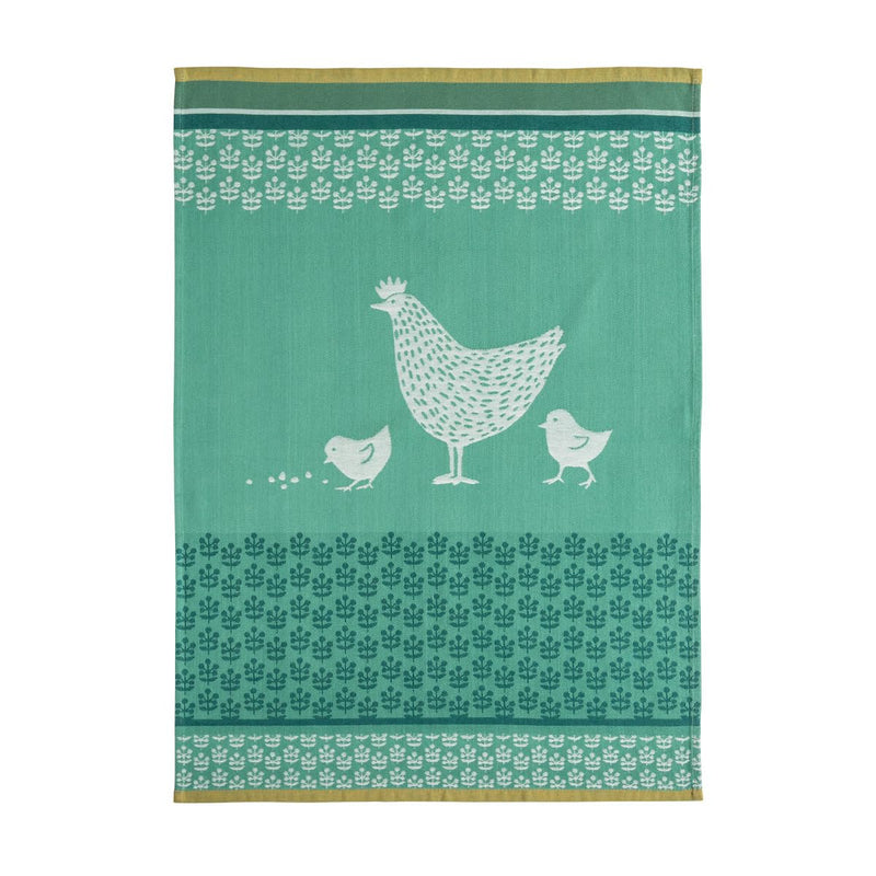 Coucke French Cotton Jacquard Towel, Cocotte, 20-Inches by 30-Inches,Green