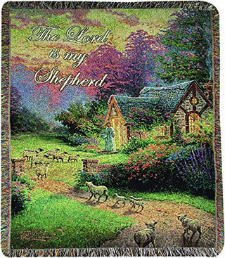 Manual Tapestry Throw, Thomas Kinkade Good Shepherd's Cottage, 50 x 60"