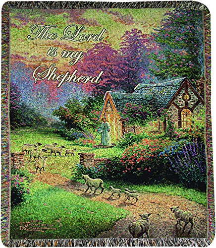 Manual Tapestry Throw, Thomas Kinkade Good Shepherd's Cottage, 50 x 60"