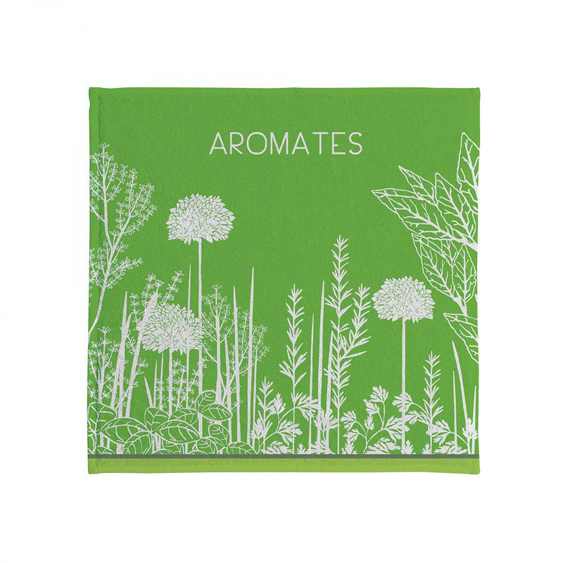 Aromates du Jardin (Herbs of the Garden) Terry Square Towel by Coucke