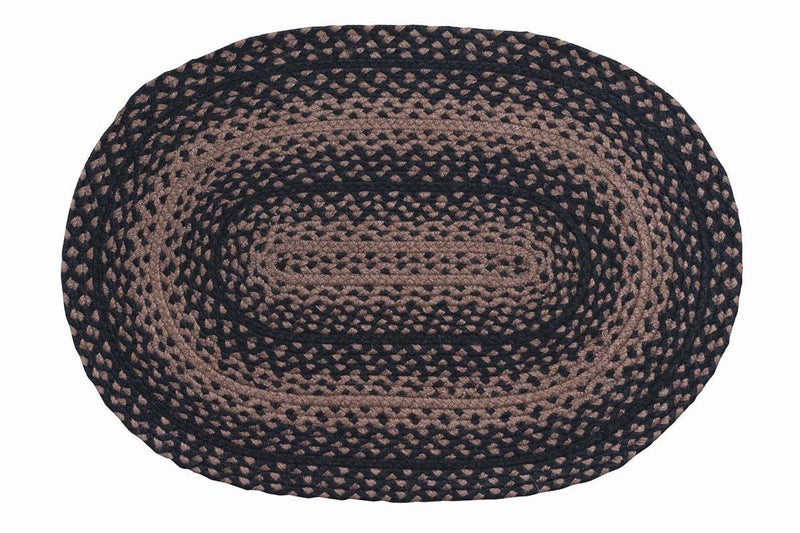 IHF Home Decor | Ebony Premium Braided Collection | Primitive, Rustic, Country, Farmhouse Style | Jute/Cotton | 30 Days Risk Free | Accent Rug/Door Mat | Black and Natural Color | 36"x60" Oval