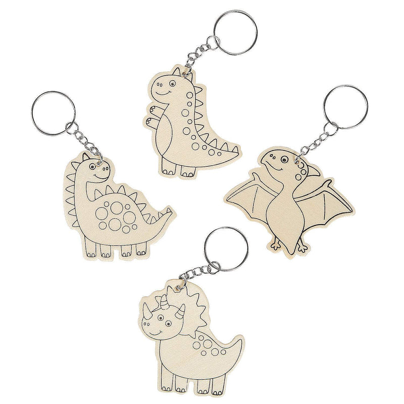 Color Your Own Wood Dinosaur Keychains - Crafts for Kids and Fun Home Activities