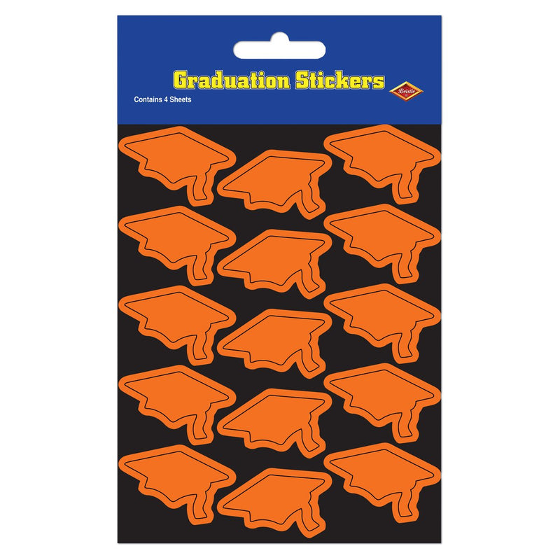 Beistle Graduate Cap Stickers, 4¬æ" x 7¬Ω", Orange