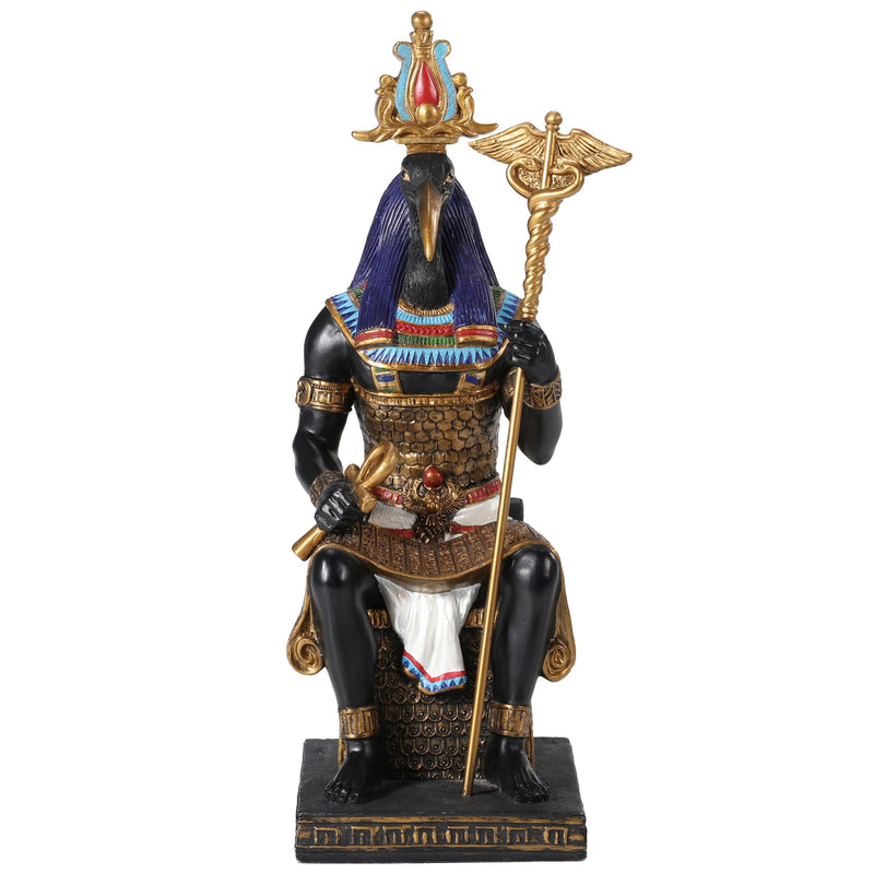 Veronese Design 9 1/4 Inch Thoth Egyptian God of Wisdom Resin Sculpture Hand Painted Black Gold Finish