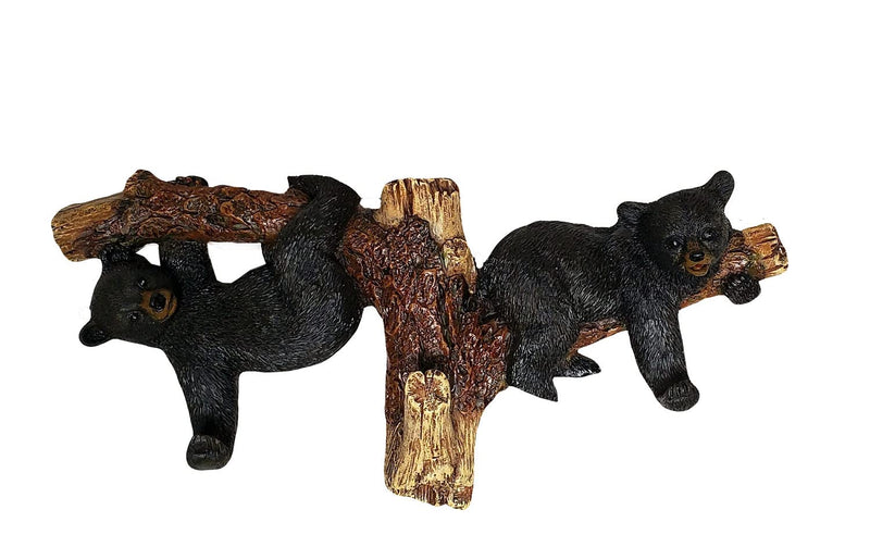 DeLeon Collections Bear Cubs on Tree Branch Plaque with 3 Hooks, 9.25-inches