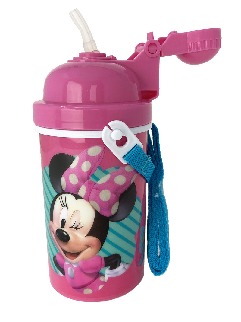 Minnie Mouse Water Bottle 12 oz Popup Lid & Shoulder Strap