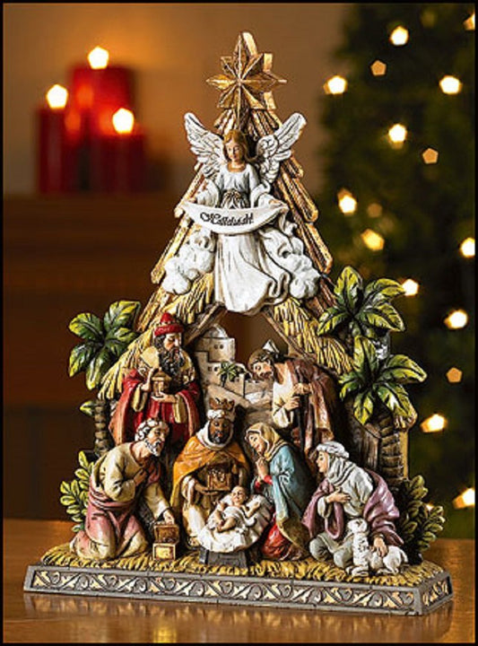 Holy Family Nativity Scene - 10 1/2 Inches in Height - Gift Boxed
