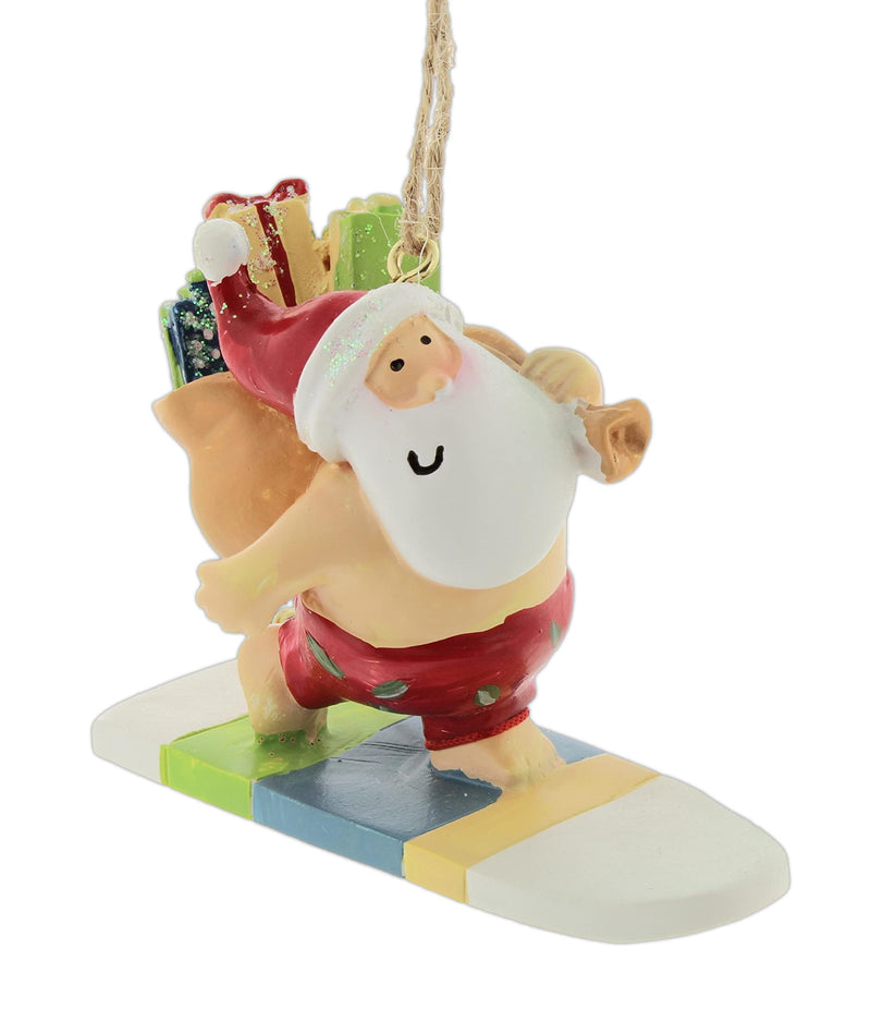 Cape Shore Santa Surfing Ocean Island Holiday Christmas Ornament Resin