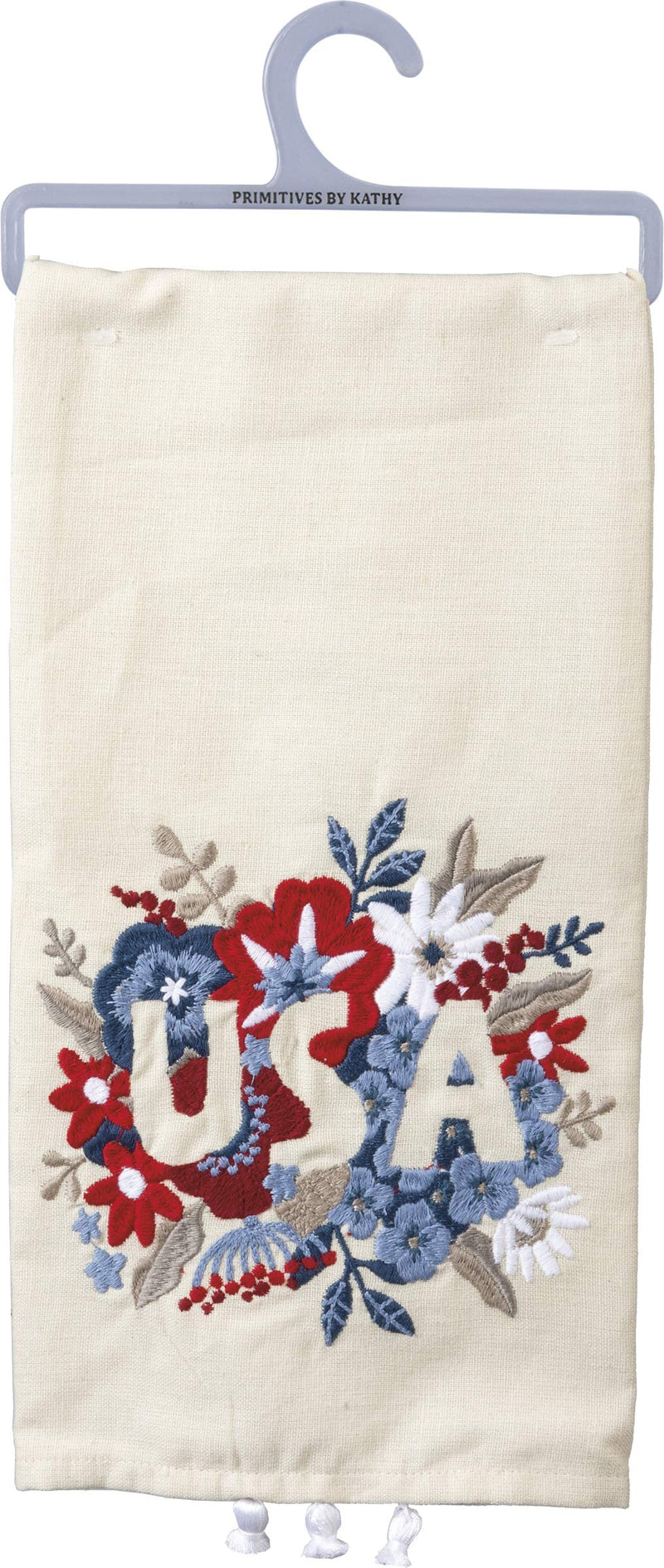 Primitives by Kathy Patriotic Embroidered Dish Towel, 20 x 26-Inches, Floral USA
