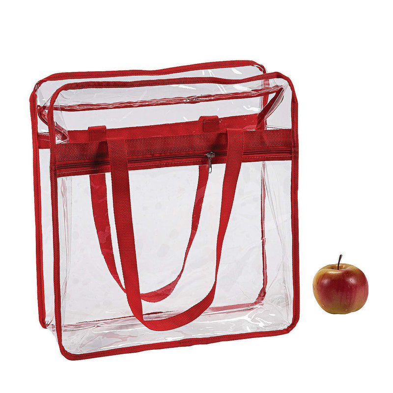 Fun Express RED Trim Clear Team Spirit Tote - Apparel Accessories - 1 Piece