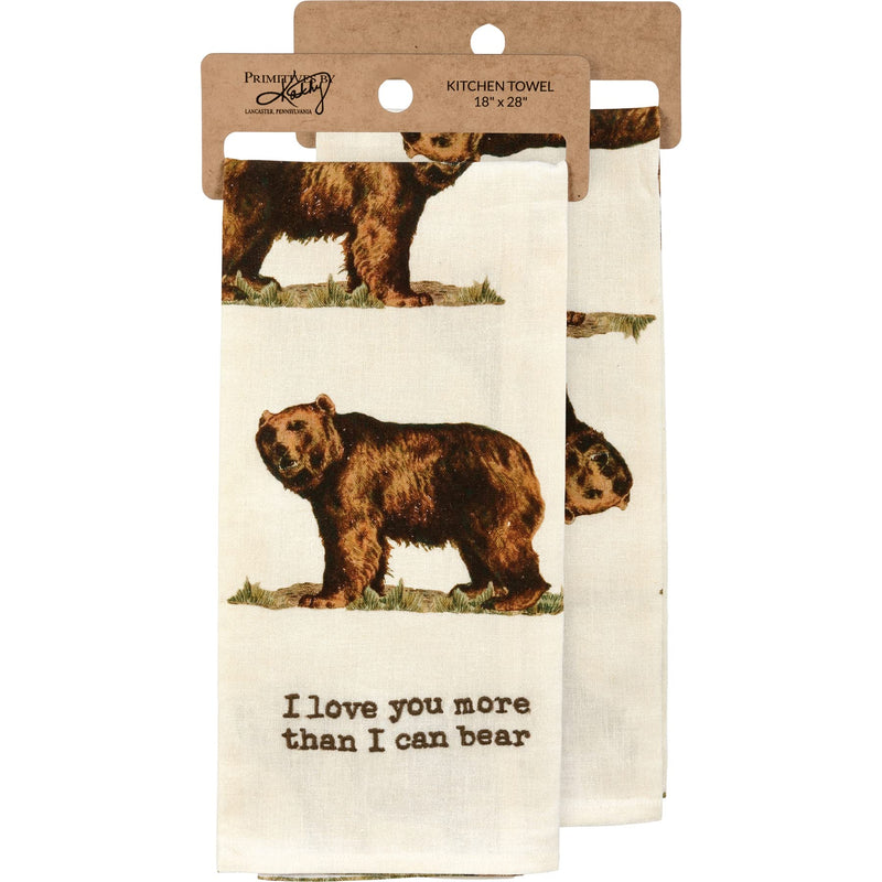 Primitives by Kathy 112190 Kitchen Towel I Love You More Than I Can Bear, 28-inch, Cotton Linen