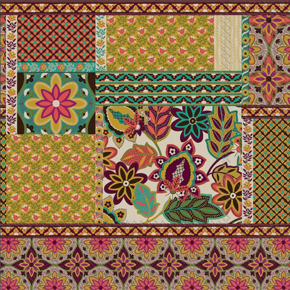IHR Ideal Home Range Party Napkins Disposable 3-Ply Paper Lunch Napkins, 6.5" x 6.5", Patchwork Pattern, 20 Count