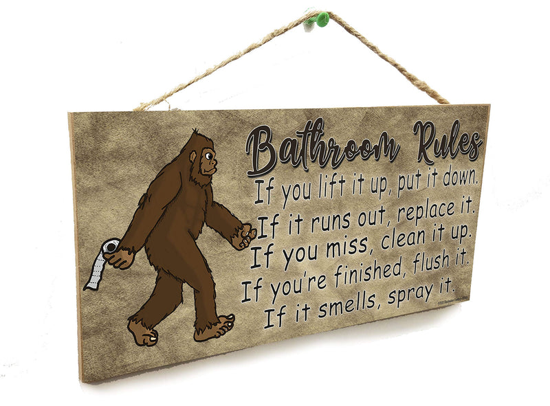 Blackwater Trading 5"x10" Bigfoot Bathroom Rules If It Smells Spray It Rustic Sign Plaque 10 Inches By 5 Inches