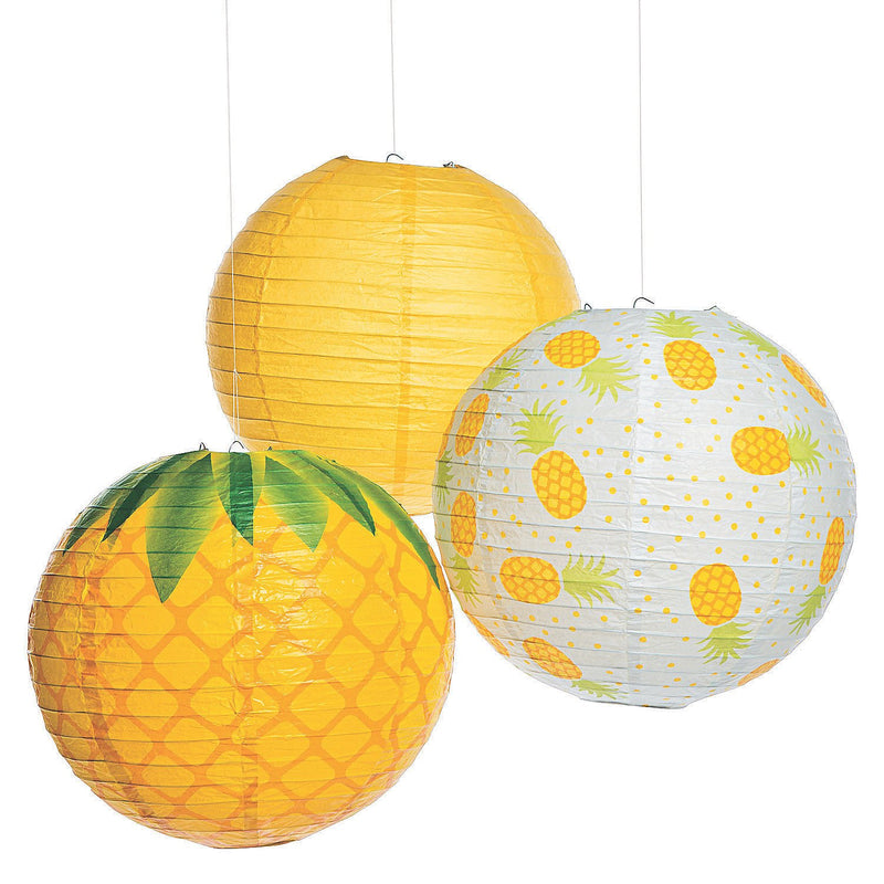 Fun Express - Pineapple Lantern - Party Decor - Hanging Decor - Lanterns - 3 Pieces