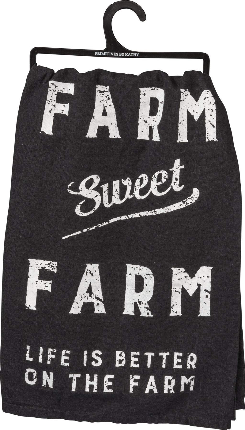 Primitives by Kathy Rustic Black and White Dish Towel, 28 x 28-Inches, Sweet Farm