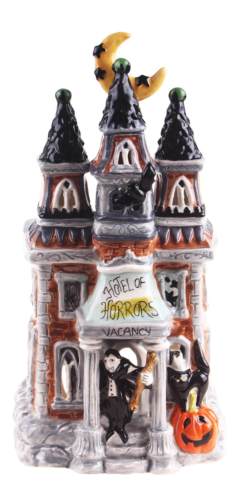 Blue Sky Ceramic Halloween Hotel of Horrors Candle House, Multicolor