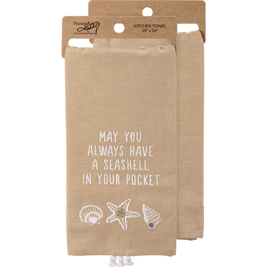 Primitives by Kathy 113749 Kitchen Towel A Seashell in Your Pocket, Cotton