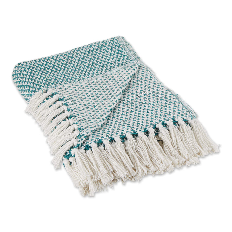 DII Woven Throw Collection 100% Cotton, Basketweave, 50x60, Teal