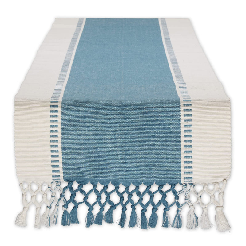 DII Dobby Stripe Woven Table Runner, 13x72, Storm Blue