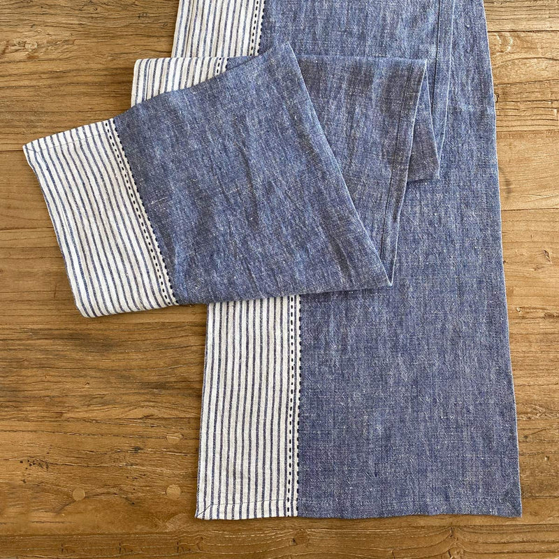 Park Hill Collection EAW06032 Linen Kitchen Table Runner, 72-inch Length (Blue)