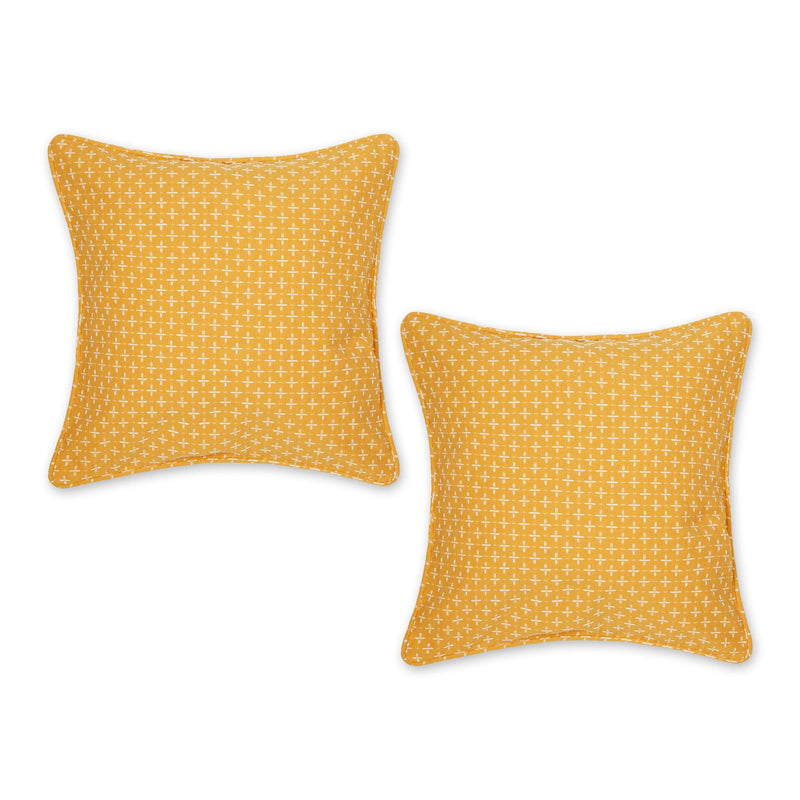 DII Throw Pillow Cover Collection, Recycled Cotton, Hidden Zipper, 18x18, Dobby Plus, Honey Gold, 2 Piece
