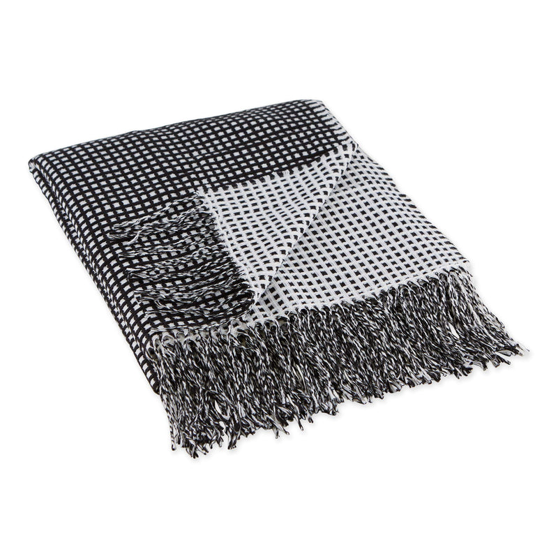 DII Waffle Knit Collection Throw Blanket, 50x60, Black