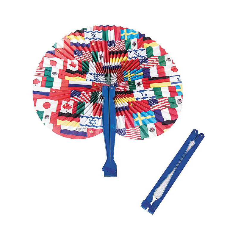 Flags Around The World Folding Fans (set of 12)