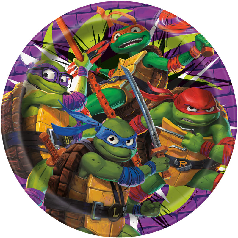 Unique Industries Teenage Mutant Ninja Turtle Mayhem Plates, 7-inch Diameter, Set of 8, Boy, Birthday, Christening, Party Supplies