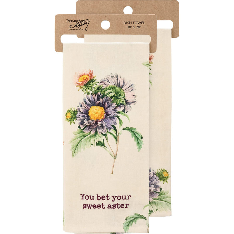 Primitives by Kathy 112008 Kitchen Towel You Bet Your Sweet Aster, Cotton Linen