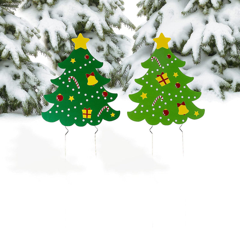 Christmas Tree Yard Stakes - Party Decor - 4 Pieces