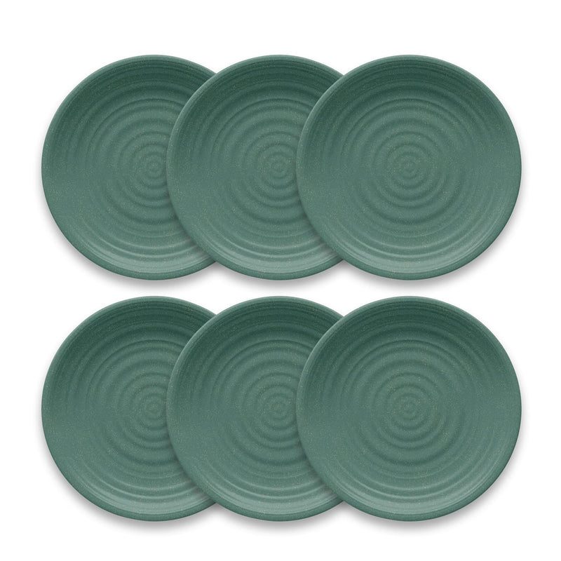 TarHong Planta Artisan Solid Dinner Plate, 10.5", Planta (Majority Plant Based with Melamine Binder), Shatterproof, Indoor/Outdoor Entertaining, Set of 6, Teal Matte