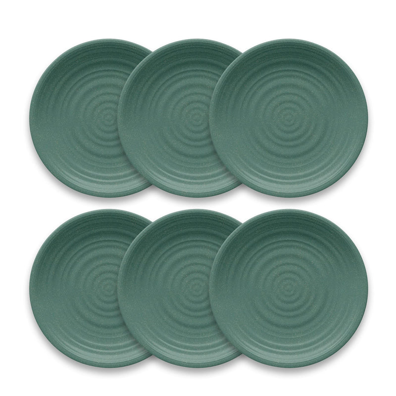 TarHong Planta Artisan Solid Dinner Plate, 10.5", Planta (Majority Plant Based with Melamine Binder), Shatterproof, Indoor/Outdoor Entertaining, Set of 6, Teal Matte