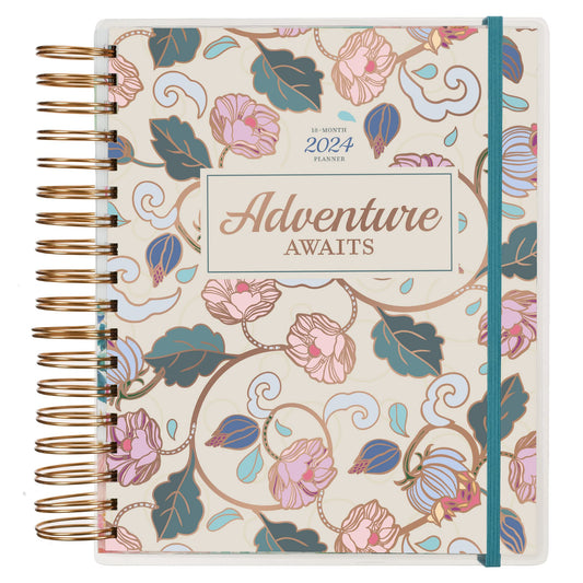 Inspirational 18 Month Planner 2024 Adventure Awaits Personal Organizer Daily Weekly Agenda Planner for Women, Elastic Closure Aug 2023-Jan 2025