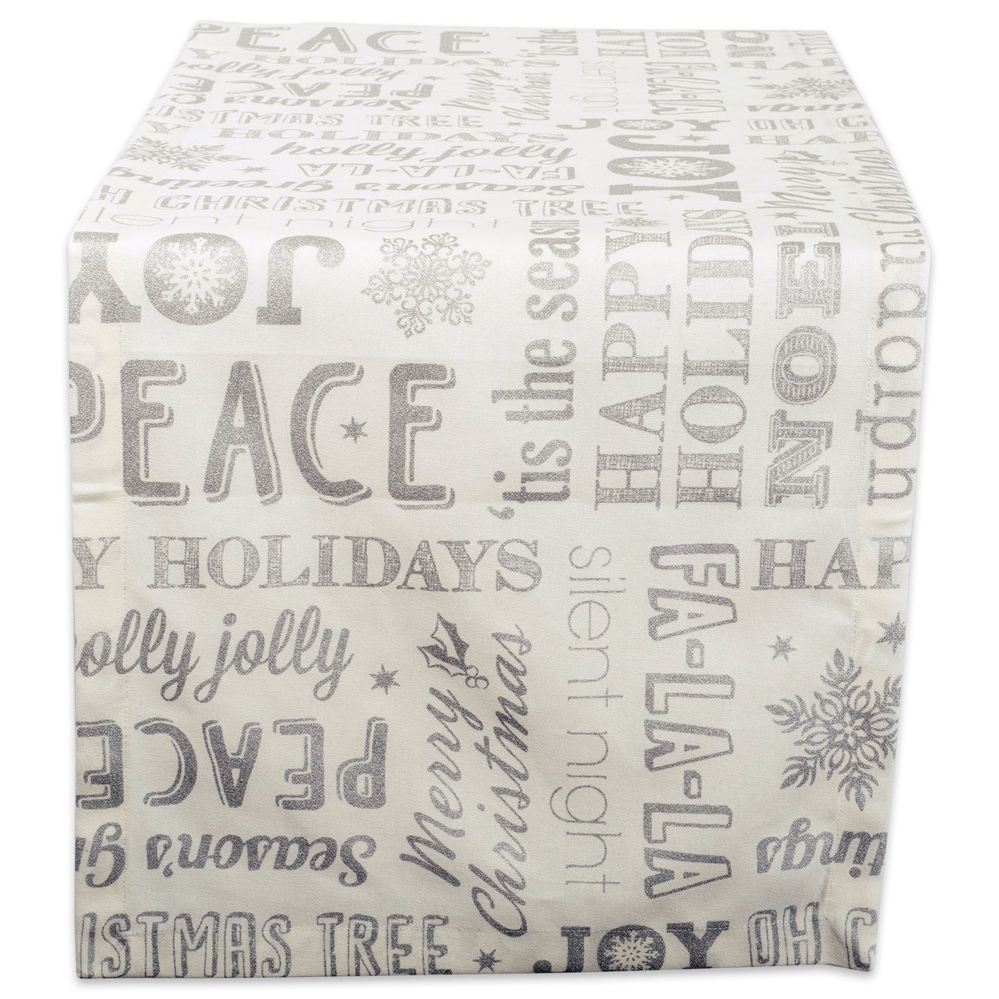 DII Holiday Collection Metallic Christmas, Silver Holiday Collage, 14x108
