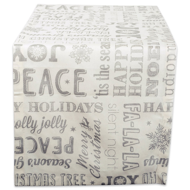 DII Holiday Collection Metallic Christmas, Silver Holiday Collage, 14x108