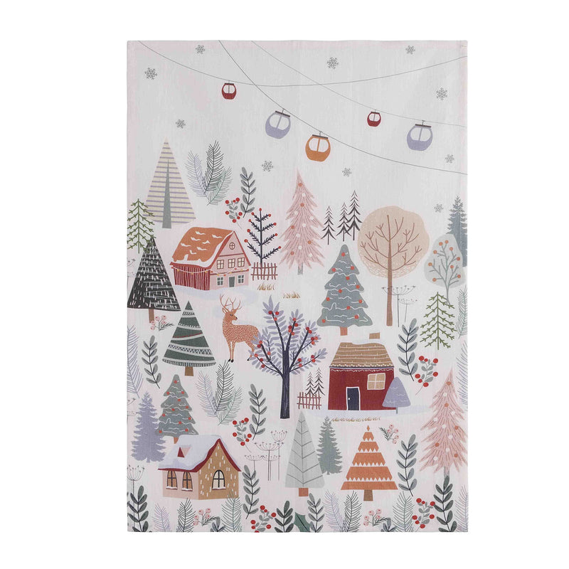 Coucke French 100% Linen Digitally Printed Towel, Foret de Noel, 20-Inches by 30-Inches