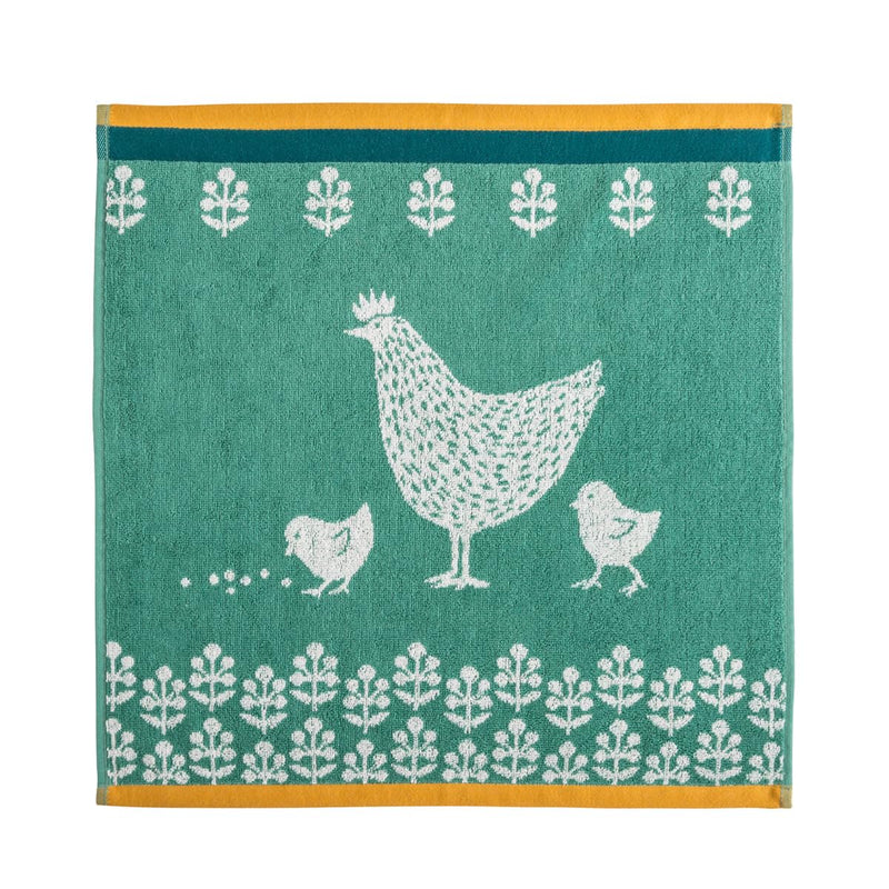 Coucke French Cotton Square Terry Towel, Cocotte, 20-Inches by 20-Inches, Green, 100% Cotton