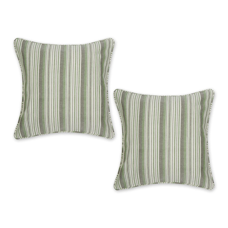 DII Throw Pillow Cover Collection, Recycled Cotton, Hidden Zipper, 18x18, Herringbone Stripe, Sage, 2 Piece