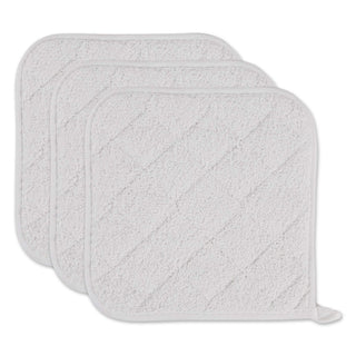 DII Basic Terry Collection Quilted 100% Cotton, Potholder, White, 3 Piece